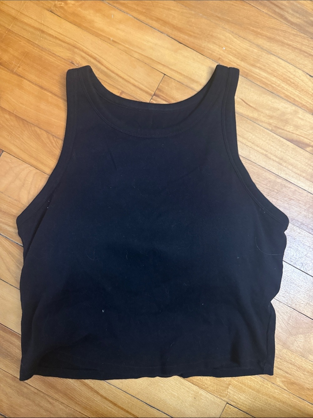 Black Cropped Tank Top Built in Bra